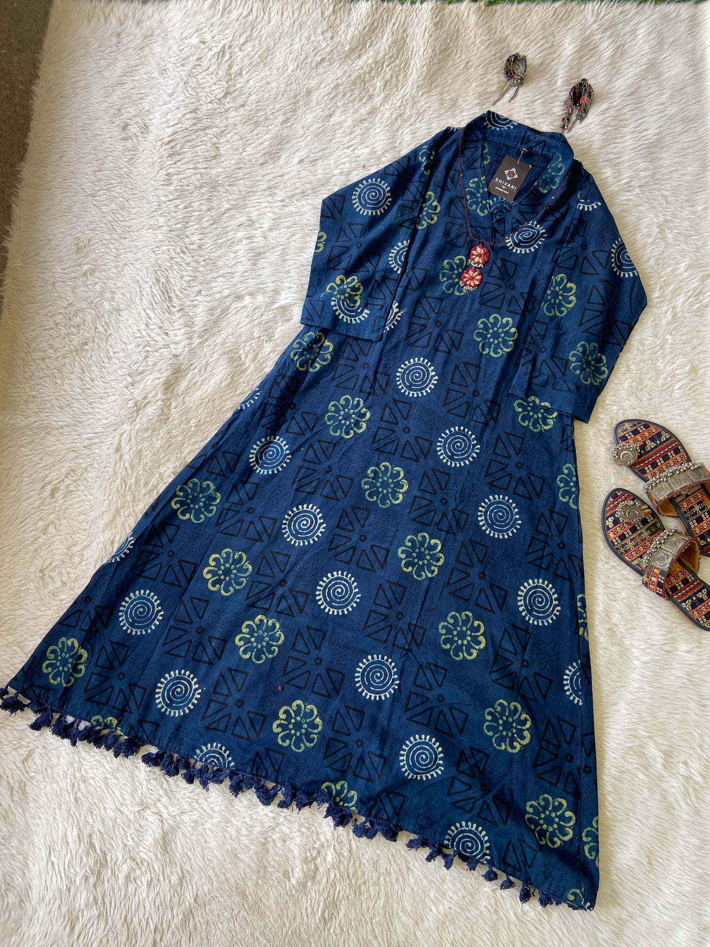 Cotton Midi, Cotton Aline Kurti With Mirror Work (Gamthi Kurti). Cotton Kurti For Women online India. Shop the Latest Festive Summer Collection at Shivani Designer Kurti.