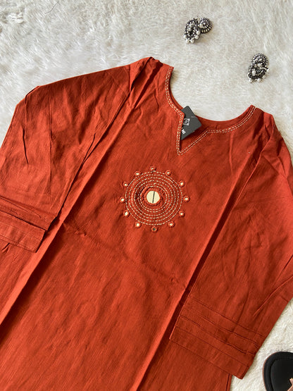 Mirror Work Cotton Co-ord Set With Palazzo. Cotton Co-ord Sets For Women Online India. Shop the Latest Festive Summer Collection at Shivani Designer Kurti.