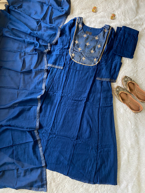 Premium Collection. Banarasi Mul Chanderi Aline Kurti With Pant And Dupatta. Silk Suit Sets For Women Online India. Shop the Latest Festive Summer Collection at Shivani Designer Kurti.