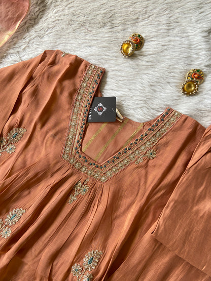 Designer Aline Kurti Palazzo And Dupatta. Silk Suit Sets For Women Online India. Shop the Latest Festive Summer Collection at Shivani Designer Kurti.