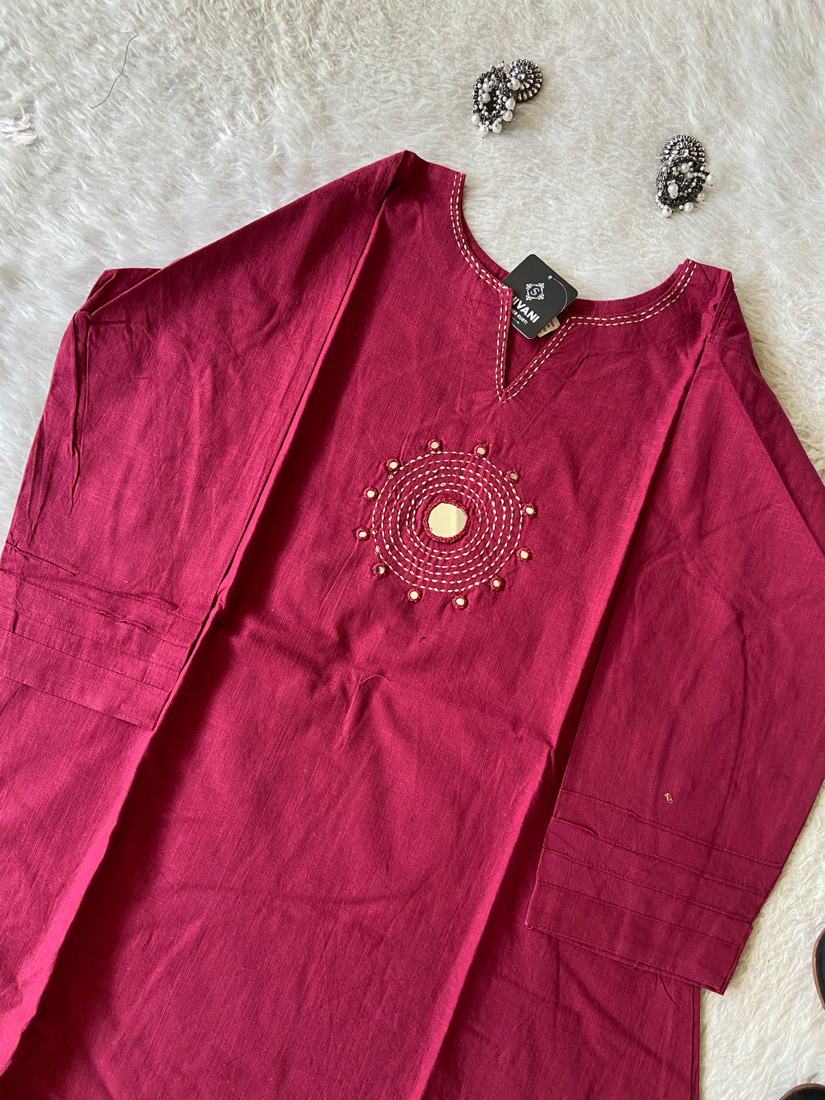 Mirror Work Cotton Co-ord Set With Palazzo. Cotton Co-ord Sets For Women Online India. Shop the Latest Festive Summer Collection at Shivani Designer Kurti.