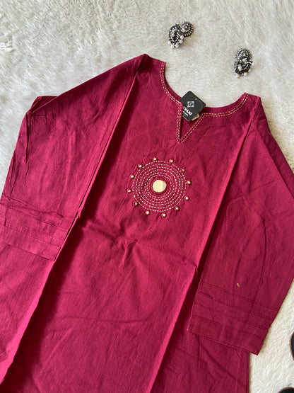 Mirror Work Cotton Co-ord Set With Palazzo. Cotton Co-ord Sets For Women Online India. Shop the Latest Festive Summer Collection at Shivani Designer Kurti.