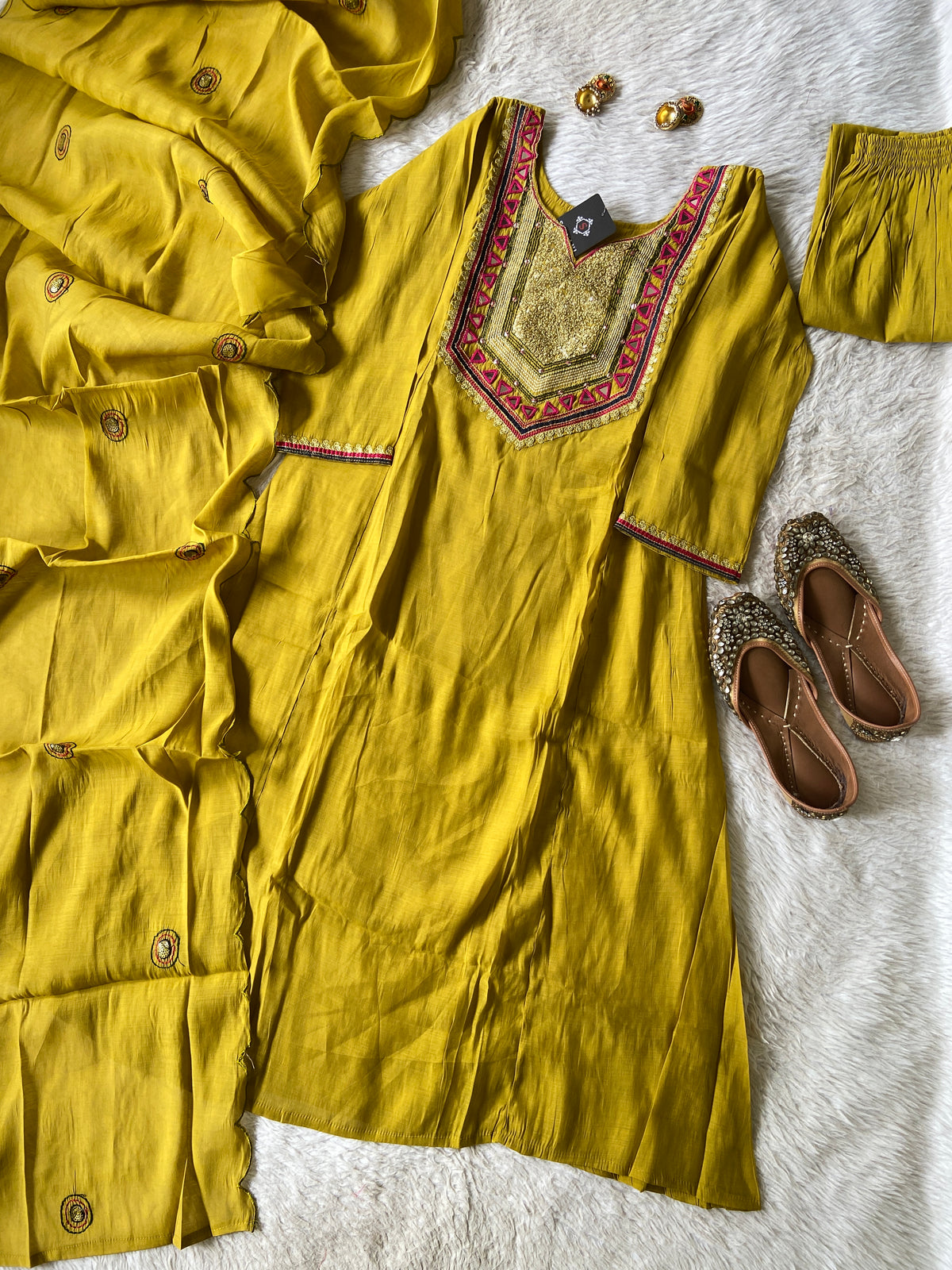 Mirror Work Aline Kurti Palazzo And Dupatta. Silk Suit Sets For Women Online India. Shop the Latest Festive Summer Collection at Shivani Designer Kurti.