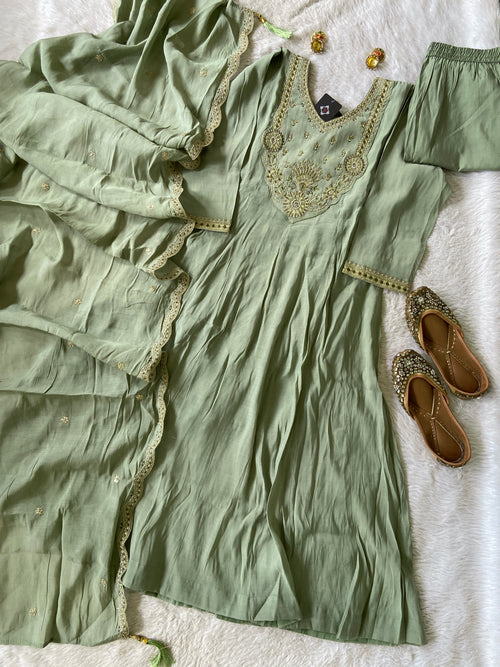 Embroidery Work Aline Kurti, Palazzo And Dupatta. Silk Suit Sets For Women Online India. Shop the Latest Festive Summer Collection at Shivani Designer Kurti.