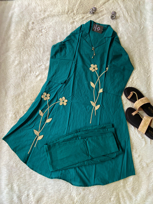 Beautiful Cotton Aline Kurti And Pant. Cotton Aline Kurti Sets For Women Online India. Shop the Latest Festive Summer Collection at Shivani Designer Kurti.