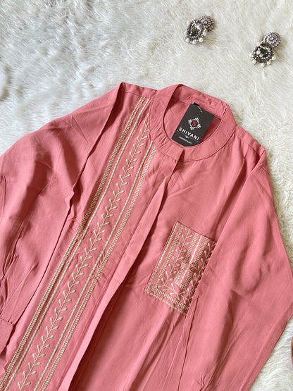 Beautiful Embroidery Work rayon Co-ord Set With Palazzo. Rayon Co-ord Sets For Women Online India. Shop the Latest Festive Summer Collection at Shivani Designer Kurti.