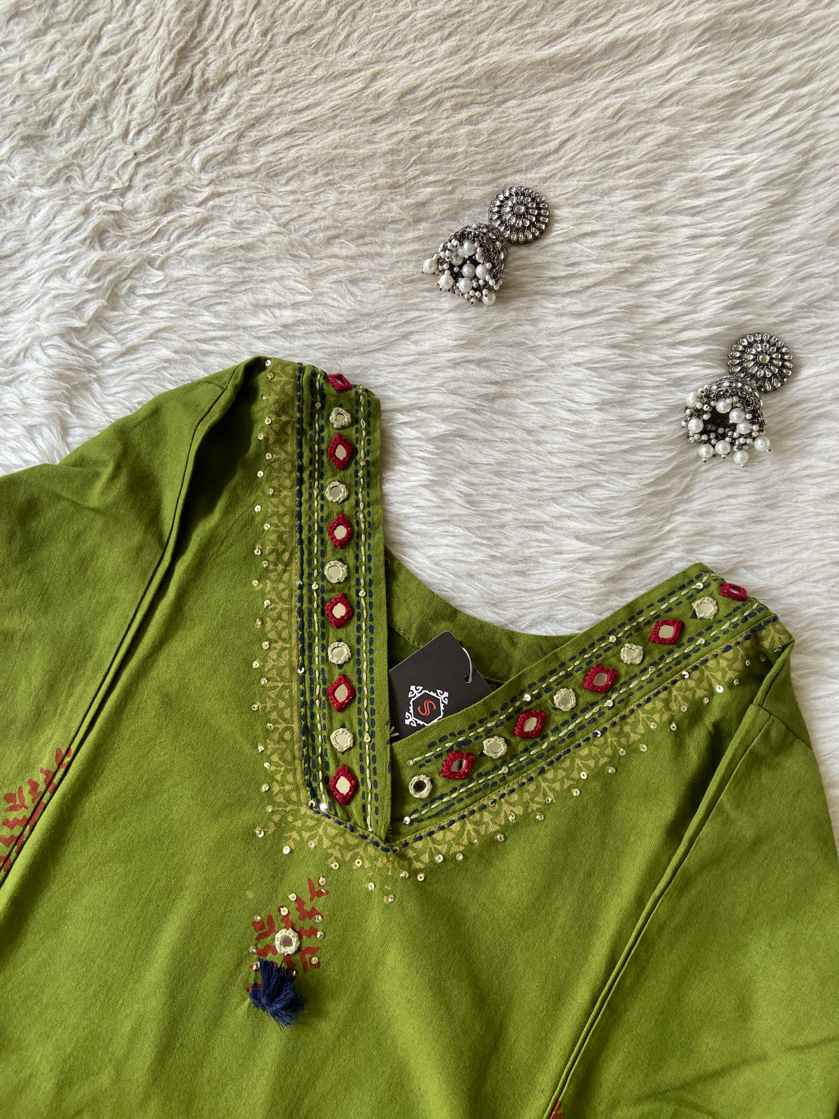 Mirror Work Aline Cotton Kurti And Palazzo (Gamthi Pair). Cotton Kurti Sets For Women Online India. Shop the Latest Festive Summer Collection at Shivani Designer Kurti.