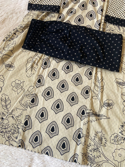 Jaipuri Print Cotton Aline Kurti With Palazzo. Cotton Kurti Sets For Women Online India. Shop the Latest Festive Summer Collection at Shivani Designer Kurti.