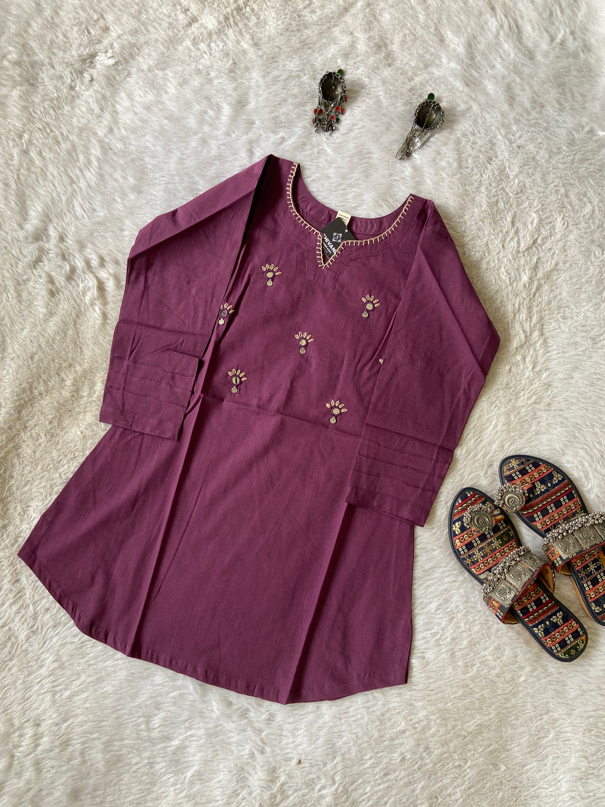 Cotton Short Kurti With Mirror Work. Short Kurti For Women Online India. Shop the Latest Festive Summer Collection at Shivani Designer Kurti.