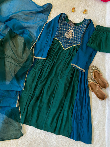 Designer Aline Kurti With Palazzo And Dupatta. Silk Suit Sets For Women Online India. Shop the Latest Festive Summer Collection at Shivani Designer Kurti.