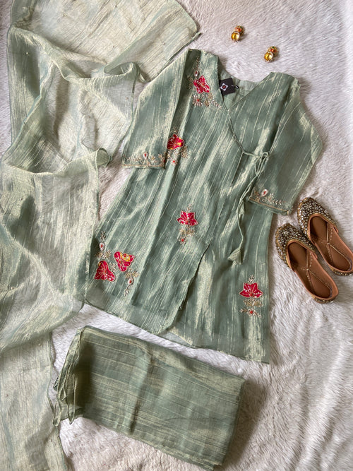 Premium Short Kurti Suit. Crush Glass Tissue Short Kurti With Palazzo And Dupatta. Silk Suit Sets For Women Online India. Shop the Latest Festive Summer Collection at Shivani Designer Kurti.