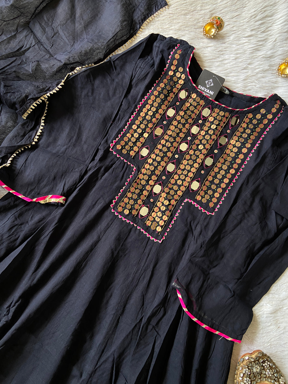 Navaratri Special Cotton Anarkali Kurti With Pant And Dupatta. Cotton Suit Sets For Women Online India. Shop the Latest Festive Summer Collection at Shivani Designer Kurti.