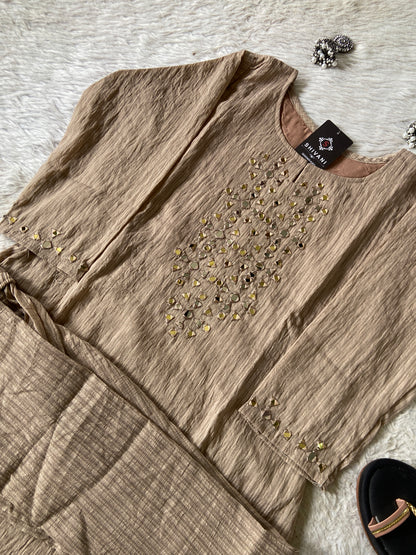 Mirror Work Aline Kurti And Palazzo. Aline Kurti Sets For Women Online India. Shop the Latest Festive Summer Collection at Shivani Designer Kurti.