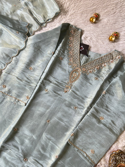 Premium Short Kurti Suit. Tissue Shimmer Short Kurti With Full Flair Palazzo And Dupatta. Silk Suit Sets For Women Online India. Shop the Latest Festive Summer Collection at Shivani Designer Kurti.