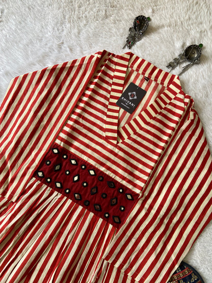Cotton Midi, Cotton Aline Kurti With Mirror Work (Gamthi Kurti). Cotton Kurti For Women online India. Shop the Latest Festive Summer Collection at Shivani Designer Kurti.