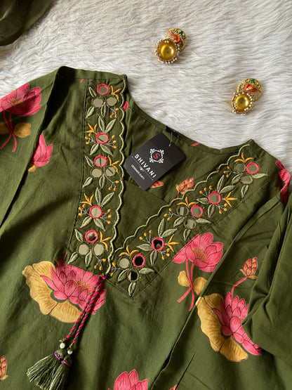Cotton Straight Cut Kurti With Palazzo And Dupatta. Cotton Suit Sets For Women Online India. Shop the Latest Festive Summer Collection at Shivani Designer Kurti.