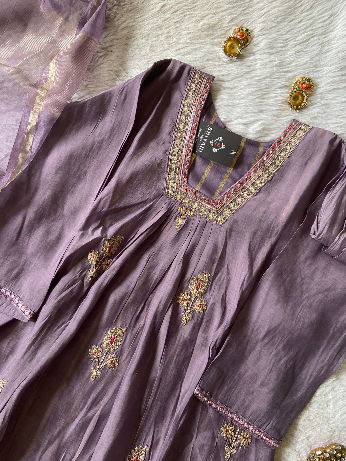 Designer Aline Kurti Palazzo And Dupatta. Silk Suit Sets For Women Online India. Shop the Latest Festive Summer Collection at Shivani Designer Kurti.