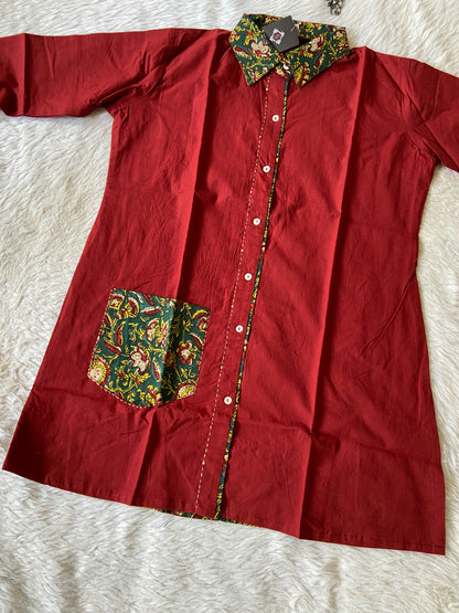 Cotton Collar Neck, Full Sleeve Short Top (Gamthi Short Top). Cotton Short Top For Women online India. Shop the Latest Festive Summer Collection at Shivani Designer Kurti.