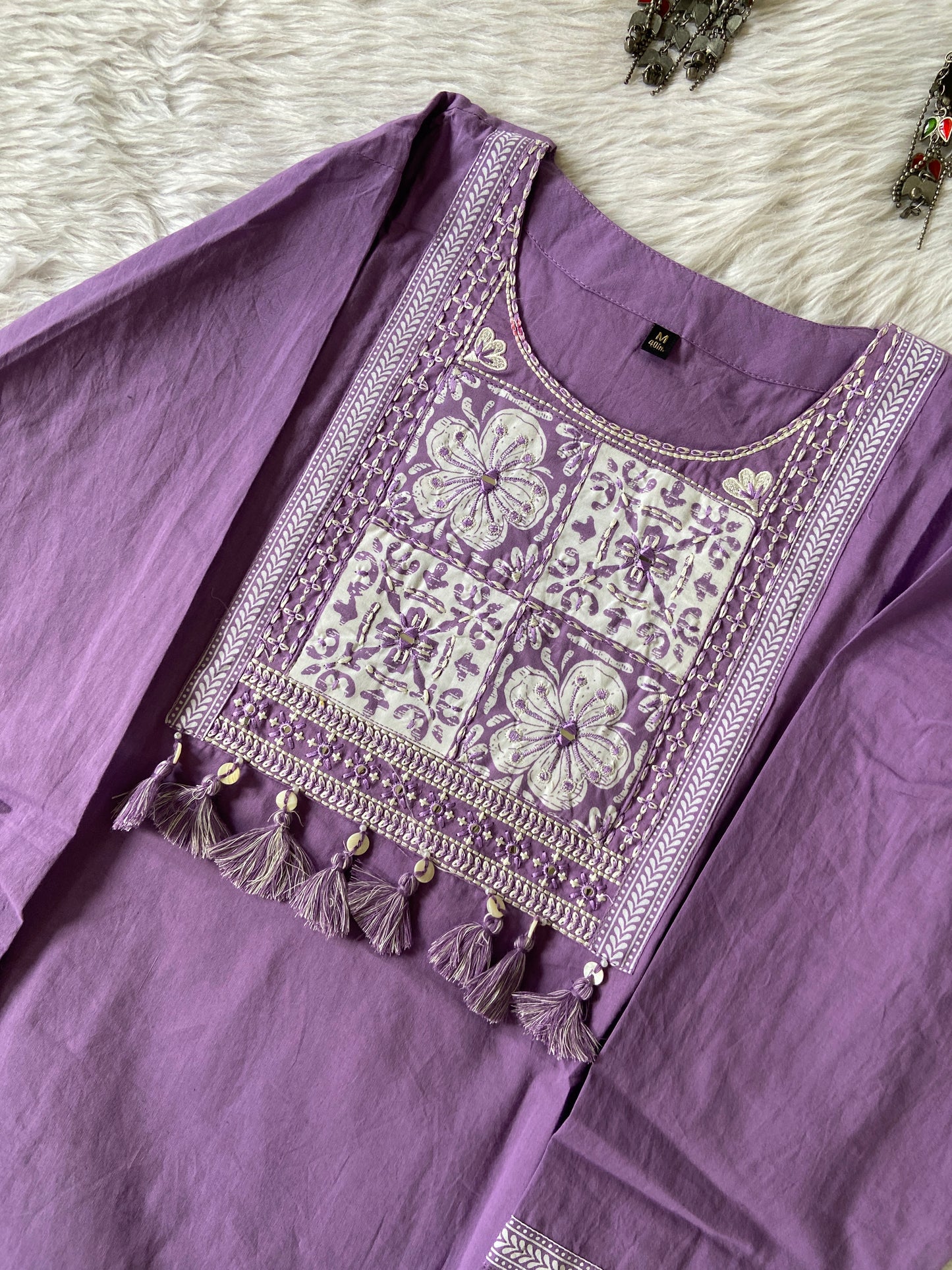 Cotton Embroidery Work With Patch Work & Tassels Cotton Short Top. Cotton Short Top For Women online India. Shop the Latest Festive Summer Collection at Shivani Designer Kurti.