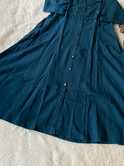Mirror Work Cotton Midi, Cotton Aline Kurti With Mirror Work. Cotton Kurti For Women online India. Shop the Latest Festive Summer Collection at Shivani Designer Kurti.