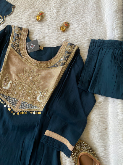 Premium Look Aline Kurti With Semi Palazzo And Dupatta. Silk Suit Sets For Women Online India. Shop the Latest Festive Summer Collection at Shivani Designer Kurti.