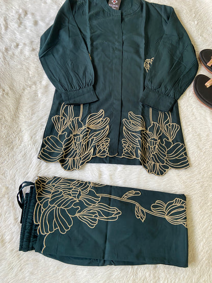 Beautiful Embroidery Work rayon Co-ord Set With Palazzo. Rayon Co-ord Sets For Women Online India. Shop the Latest Festive Summer Collection at Shivani Designer Kurti.