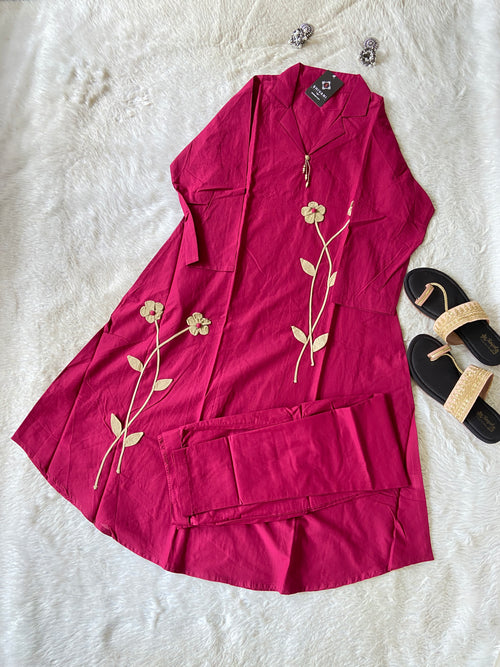 Beautiful Cotton Aline Kurti And Pant. Cotton Aline Kurti Sets For Women Online India. Shop the Latest Festive Summer Collection at Shivani Designer Kurti.