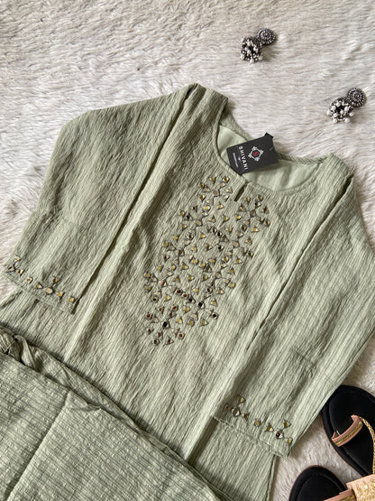 Mirror Work Aline Kurti And Palazzo. Aline Kurti Sets For Women Online India. Shop the Latest Festive Summer Collection at Shivani Designer Kurti.