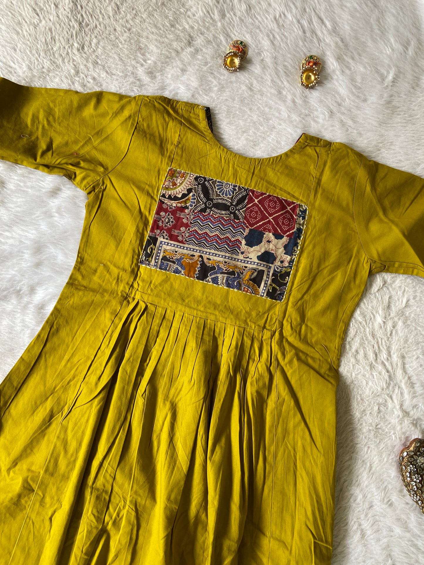 Cotton PatchWork Aline Kurti With Palazzo And Dupatta (Gamthi Pair). Cotton Suit Sets For Women Online India. Shop the Latest Festive Summer Collection at Shivani Designer Kurti.
