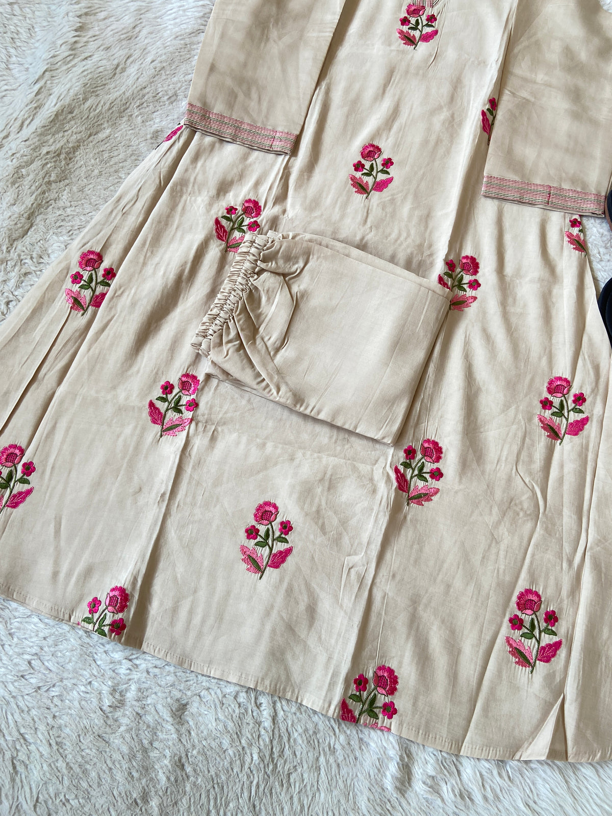 Embroidery Work Roman Silk Aline Kurti With Palazzo. Silk Kurti Sets For Women Online India. Shop the Latest Festive Summer Collection at Shivani Designer Kurti.