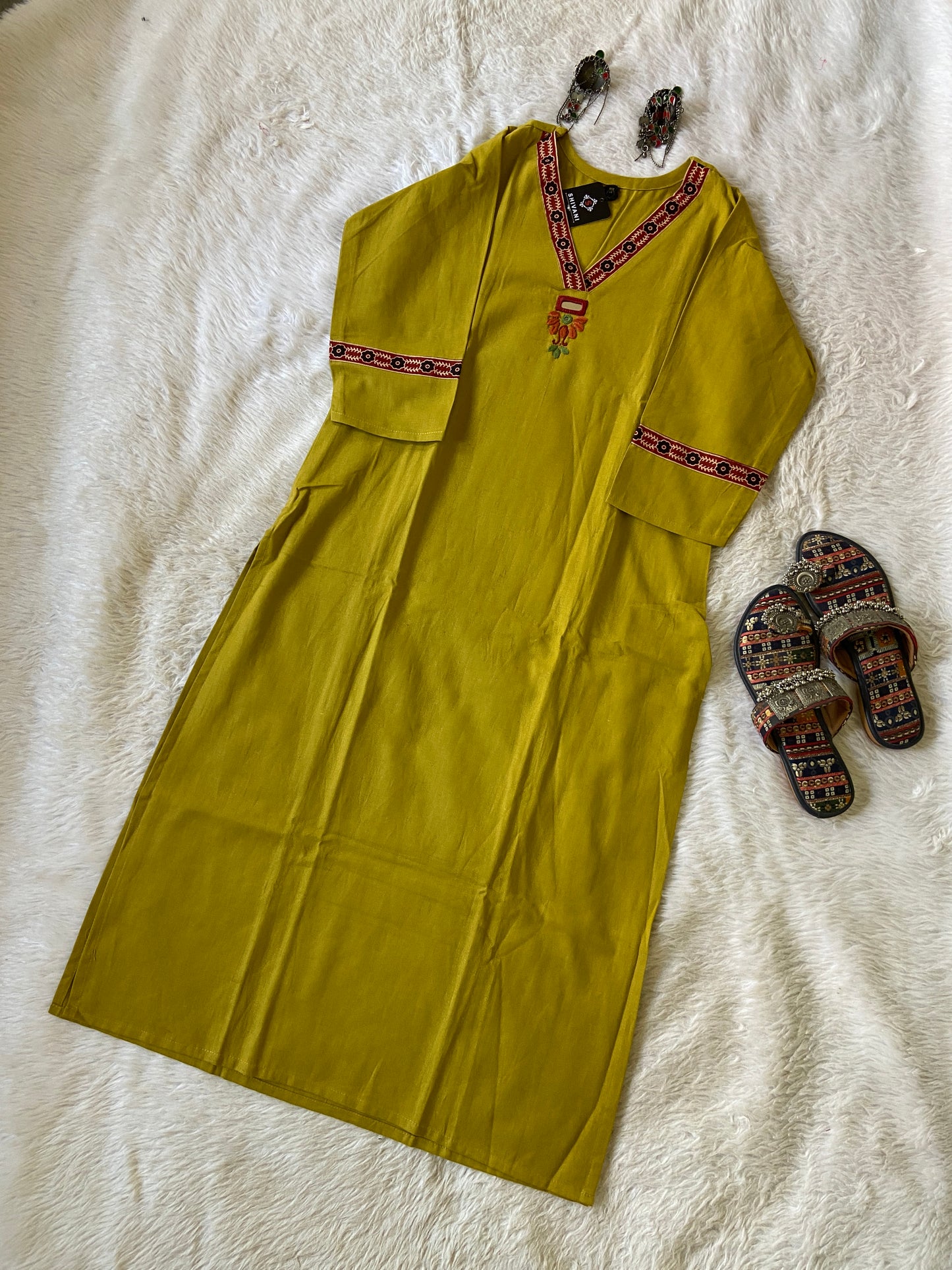 VNeck Kurti, (Gamthi Kurti), Cotton Straightcut Kurti For Women