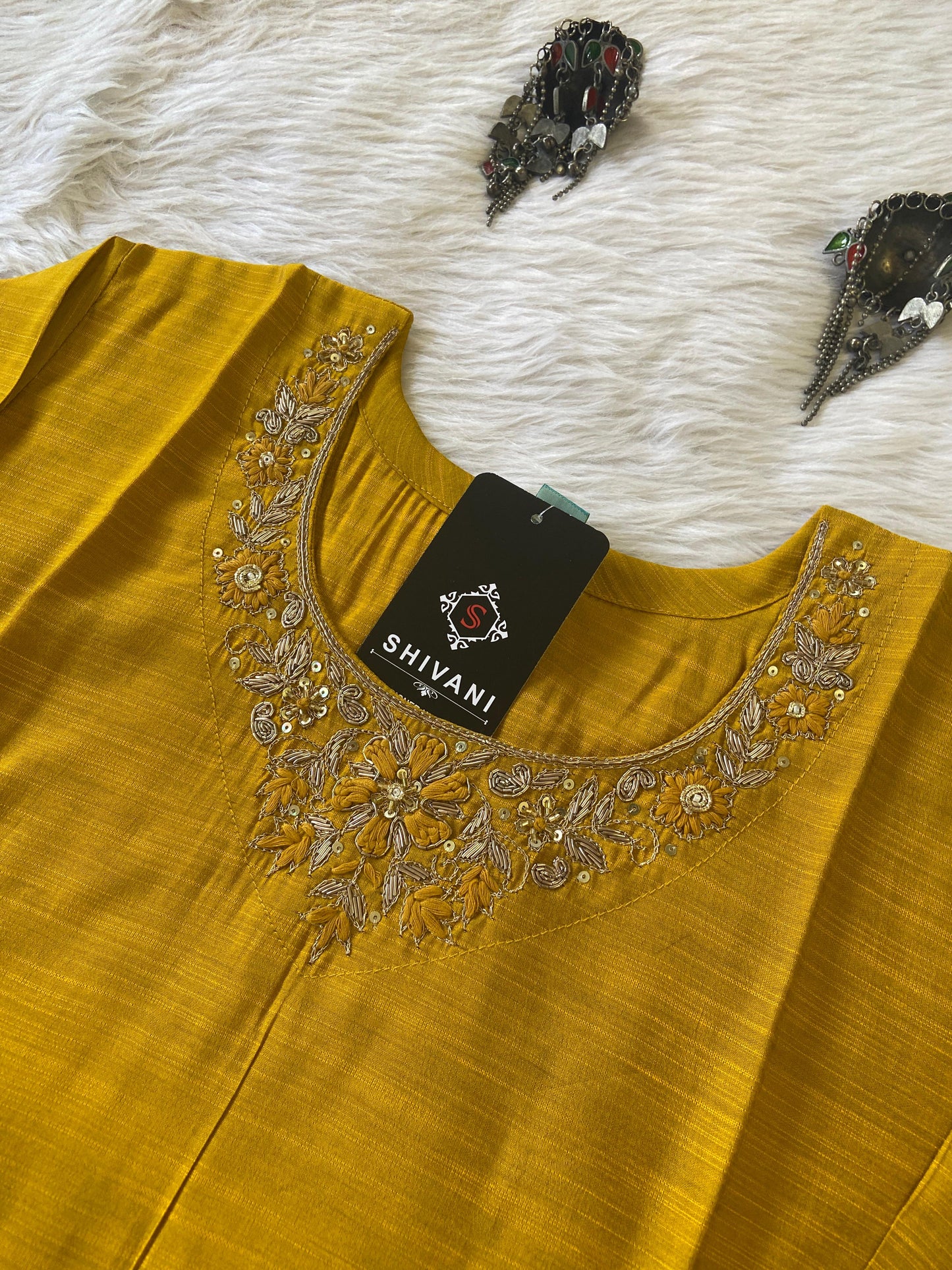 Handwork In Neck, Silk StraightCut Kurti For Women