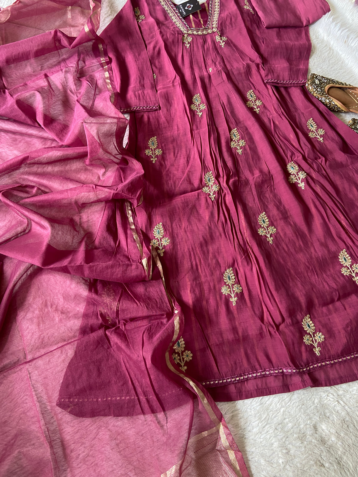 Designer Aline Kurti Palazzo And Dupatta. Silk Suit Sets For Women Online India. Shop the Latest Festive Summer Collection at Shivani Designer Kurti.