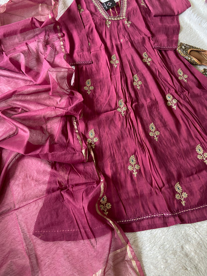 Designer Aline Kurti Palazzo And Dupatta. Silk Suit Sets For Women Online India. Shop the Latest Festive Summer Collection at Shivani Designer Kurti.
