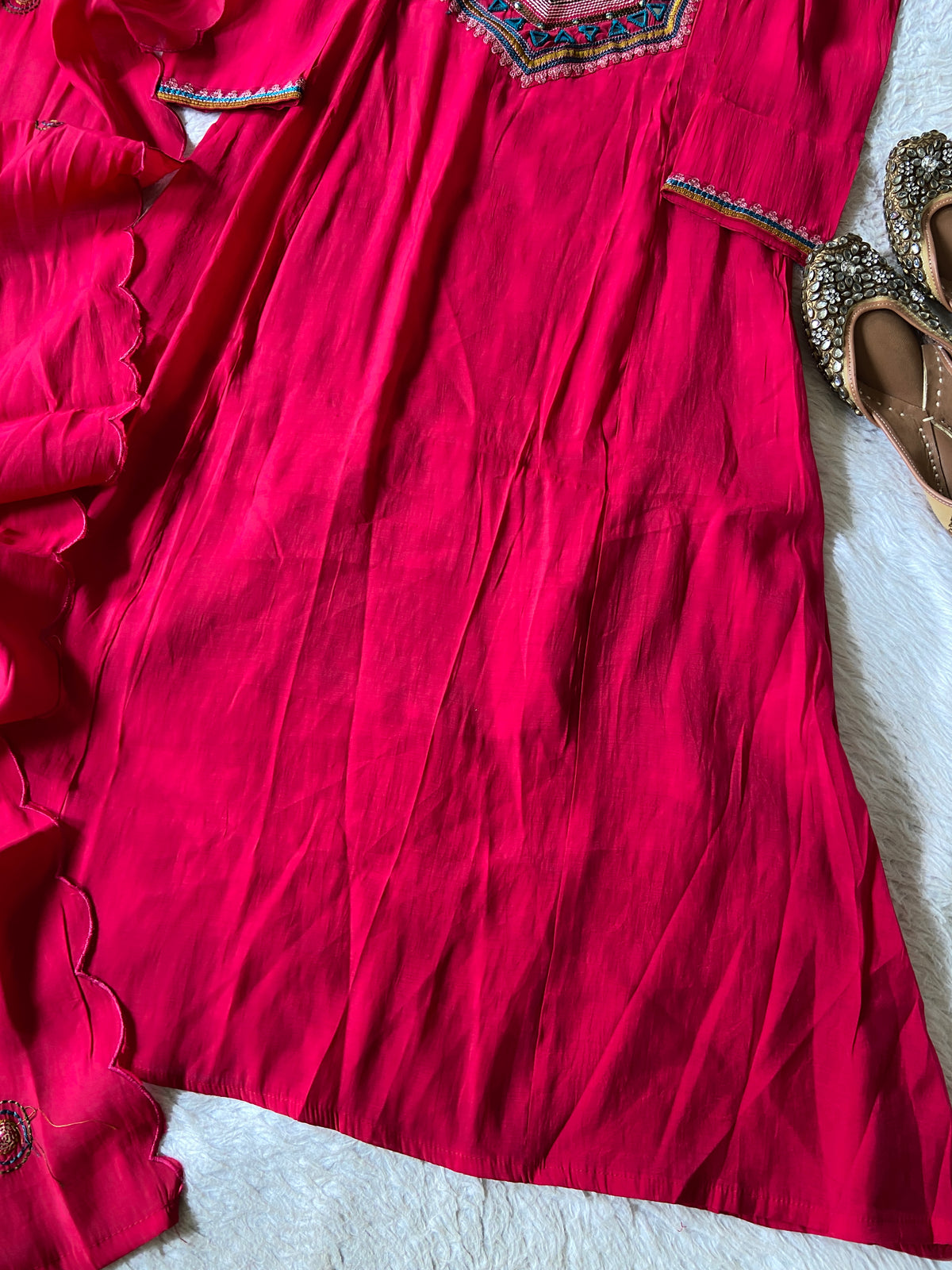 Mirror Work Aline Kurti Palazzo And Dupatta. Silk Suit Sets For Women Online India. Shop the Latest Festive Summer Collection at Shivani Designer Kurti.