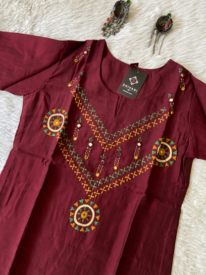 Handwork Straight Silk Kurti. Silk Kurtis For Women Online India. Shop the Latest Festive Summer Collection at Shivani Designer Kurti.