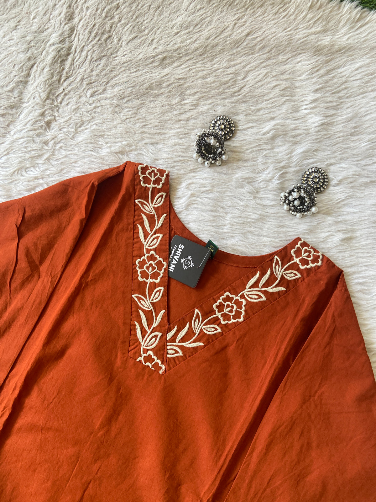 Flower Embroidery Work Cotton Aline Kurti With Palazzo. Cotton Kurti Sets For Women Online India. Shop the Latest Festive Summer Collection at Shivani Designer Kurti.