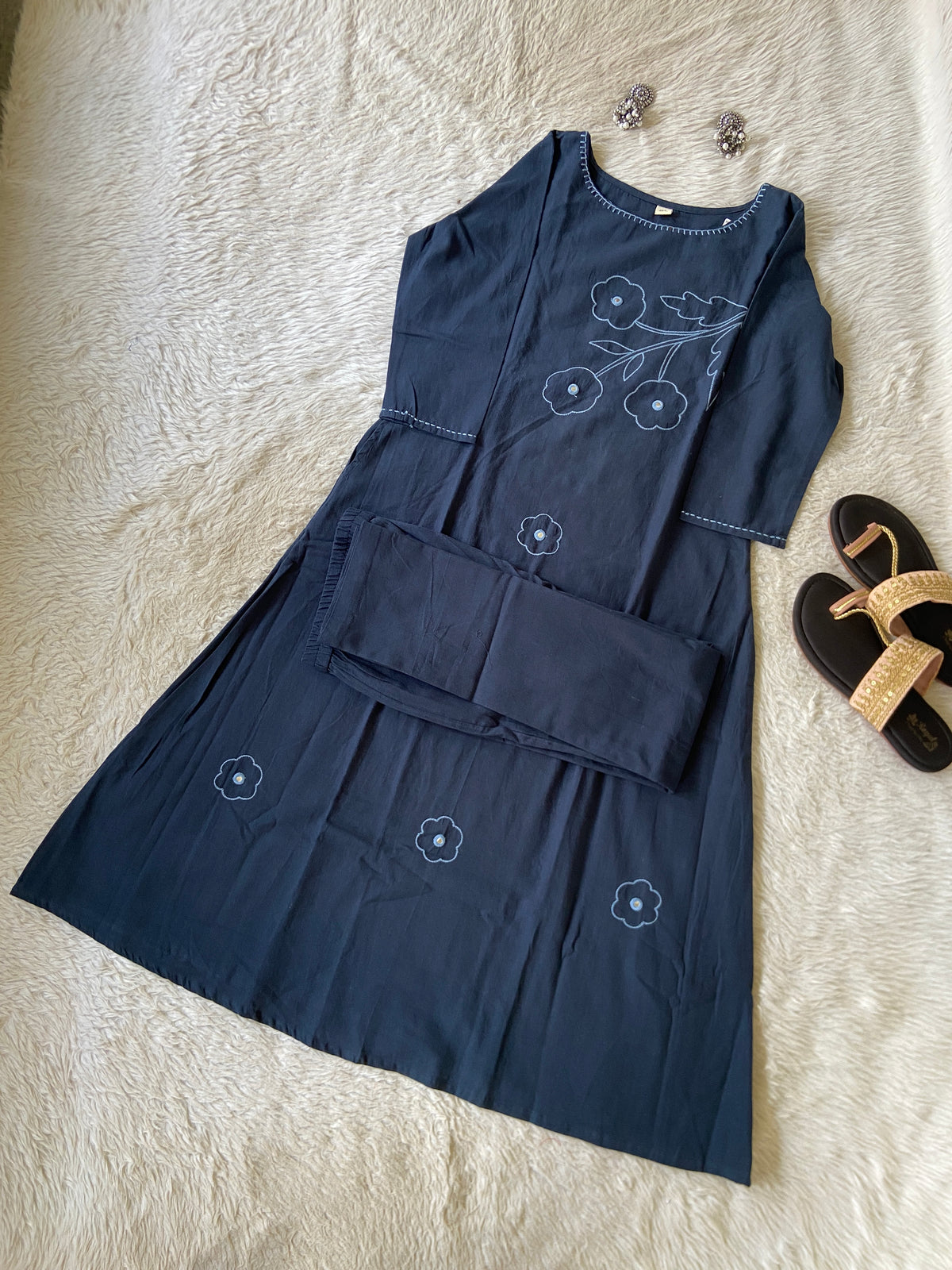 Embroidery Work Aline Kurti And Palazzo. Aline Kurti Sets For Women Online India. Shop the Latest Festive Summer Collection at Shivani Designer Kurti.