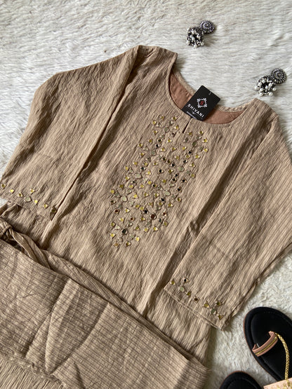 Mirror Work Aline Kurti And Palazzo. Aline Kurti Sets For Women Online India. Shop the Latest Festive Summer Collection at Shivani Designer Kurti.