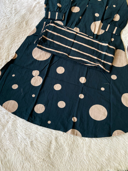 Polka Dots Cotton Aline Kurti With Palazzo. Cotton Kurtis Sets For Women Online India. Shop the Latest Festive Summer Collection at Shivani Designer Kurti.