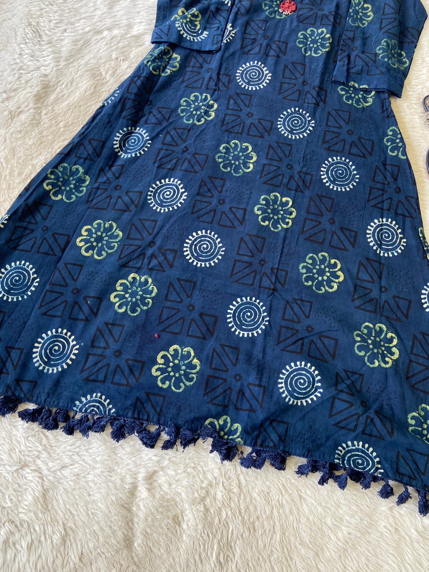 Cotton Midi, Cotton Aline Kurti With Mirror Work (Gamthi Kurti). Cotton Kurti For Women online India. Shop the Latest Festive Summer Collection at Shivani Designer Kurti.