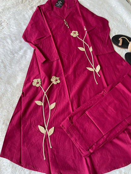 Beautiful Cotton Aline Kurti And Pant. Cotton Aline Kurti Sets For Women Online India. Shop the Latest Festive Summer Collection at Shivani Designer Kurti.