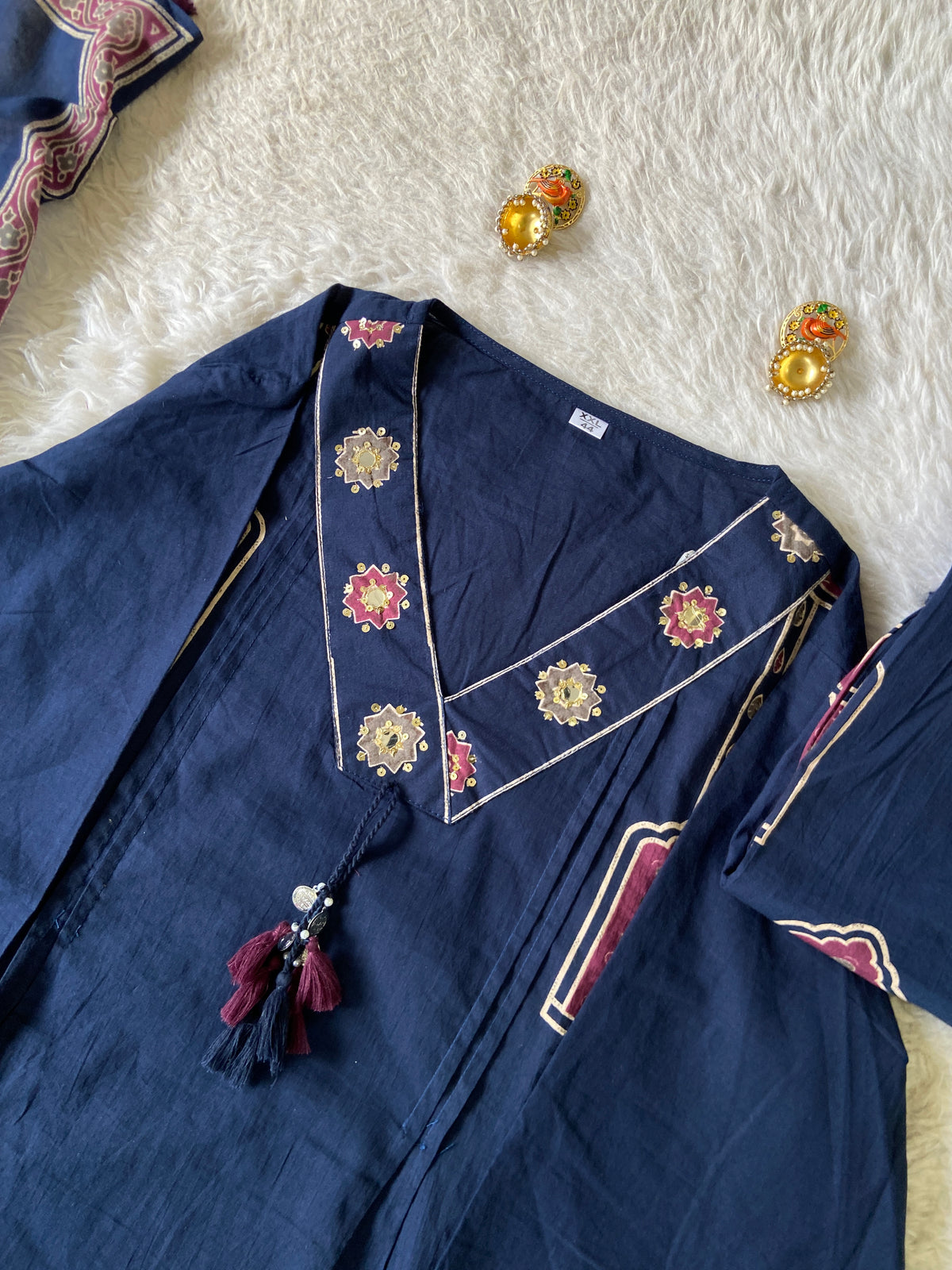 Cotton Aline Kurti With Bell Sleeve, Palazzo And Dupatta. Cotton Suits Sets For Women Online India. Shop the Latest Festive Summer Collection at Shivani Designer Kurti.