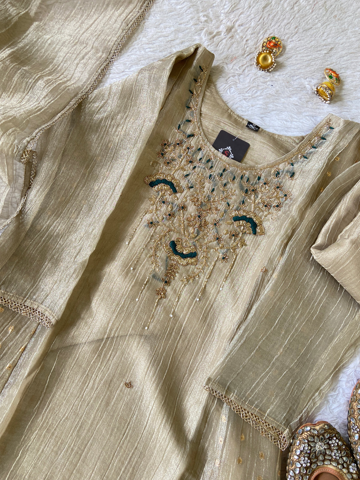 Premium Designer Crush Glass Tissue Elegant Minimal Handwork Aline Suit. Silk Suit Sets For Women Online India. Shop the Latest Festive Summer Collection at Shivani Designer Kurti.