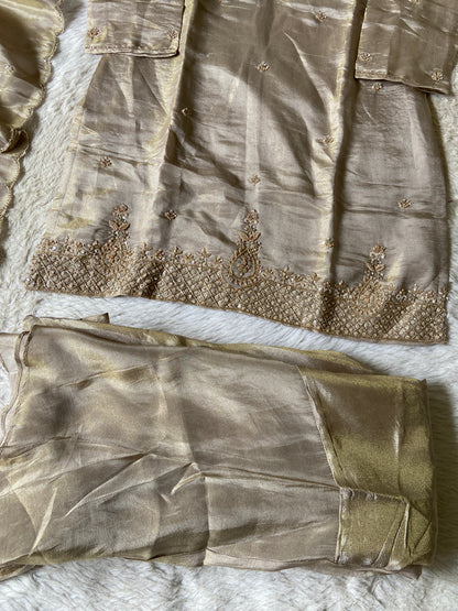 Premium Short Kurti Suit. Tissue Shimmer Short Kurti With Full Flair Palazzo And Dupatta. Silk Suit Sets For Women Online India. Shop the Latest Festive Summer Collection at Shivani Designer Kurti.