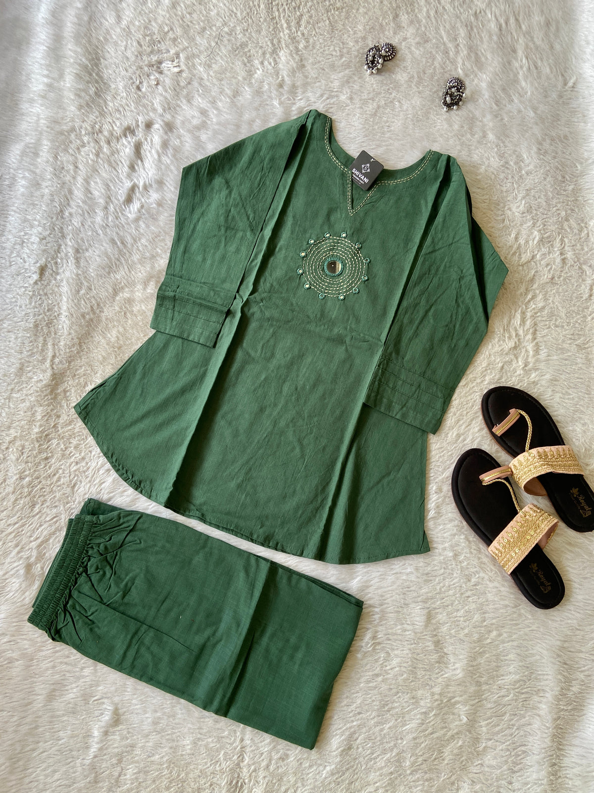 Mirror Work Cotton Co-ord Set With Palazzo. Cotton Co-ord Sets For Women Online India. Shop the Latest Festive Summer Collection at Shivani Designer Kurti.