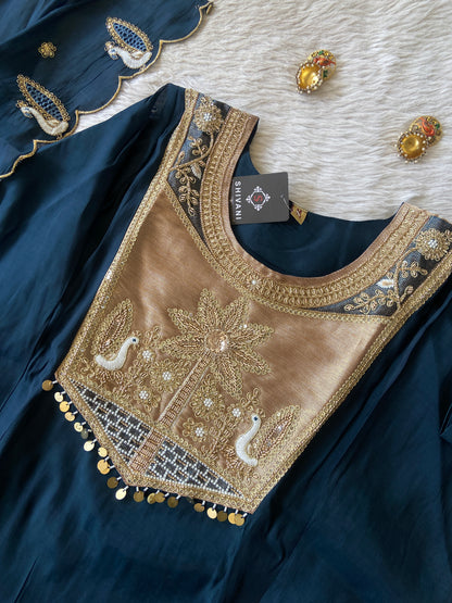 Premium Look Aline Kurti With Semi Palazzo And Dupatta. Silk Suit Sets For Women Online India. Shop the Latest Festive Summer Collection at Shivani Designer Kurti.