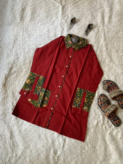 Cotton Collar Neck, Full Sleeve Short Top (Gamthi Short Top). Cotton Short Top For Women online India. Shop the Latest Festive Summer Collection at Shivani Designer Kurti.