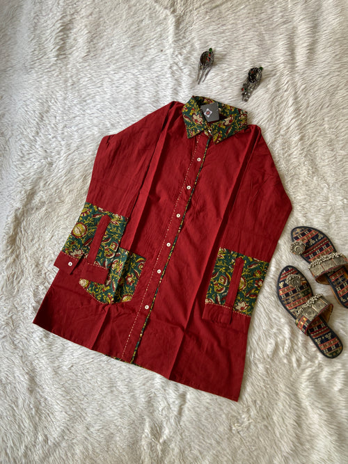 Cotton Collar Neck, Full Sleeve Short Top (Gamthi Short Top). Cotton Short Top For Women online India. Shop the Latest Festive Summer Collection at Shivani Designer Kurti.