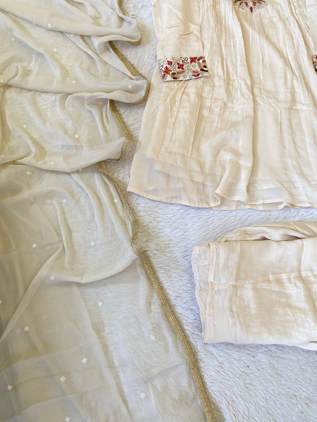 Premium Short Kurti Suit. Full Sleeve Chinnon Short Kurti With Full Flair Palazzo And Dupatta. Silk Suit Sets For Women Online India. Shop the Latest Festive Summer Collection at Shivani Designer Kurti.